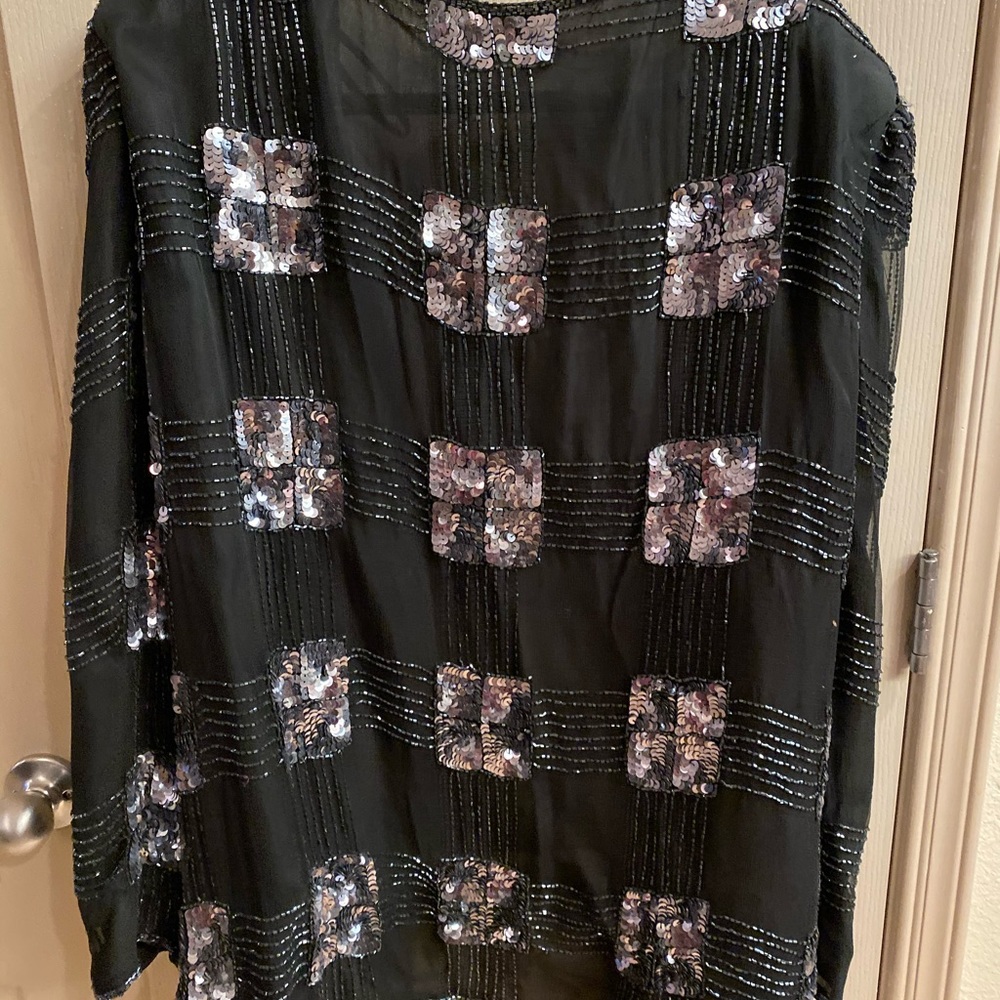 Plus Size Black Sequined Jacket - image 2